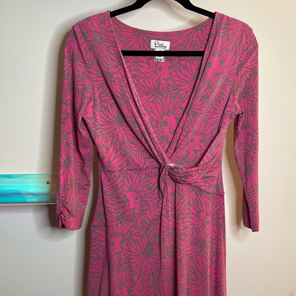 Lilly Pulitzer EUC Pink Floral/Lion's face Print